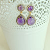 12 Days of Christmas - Amethyst w White Topaz Posts - Amethyst Earrings