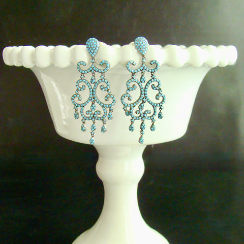 Dina Earrings - Turquoise Chandelier Earrings