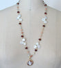 Sardonyx Cameo Pendant & Moonstone, Hessonite & Petal Pearls Necklace - Sardinia Necklace