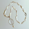 Biwa Pearls & Tourmaline Spacers w/ Intaglio Pendant - Matera III Necklace