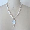 Biwa Pearls & Tourmaline Spacers w/ Intaglio Pendant - Matera III Necklace