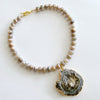 #1 Maisie Necklace - Mystic Peach Moonstone Conchina Druzy Pendant