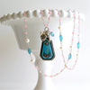 #5 Adaline Necklace - Pink Agate Apatite Pearls Guilloche Scent Bottle
