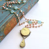 #6 Floriana Necklace - Pink OpalAqua Chalcedony Micromosaic Necklace