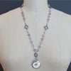 Lover’s Eye Pink Amethyst Button Pearls Silver Paste Quatrefoils Necklace - Delphina Necklace