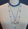 Kyanite With Georgian Crown & MOP Vinaigrette Locket - Azora Necklace