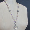 Lover’s Eye Pink Amethyst Button Pearls Silver Paste Quatrefoils Necklace - Delphina Necklace