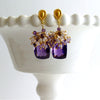 #2 Paisley Earrings - Amethyst Scorolite Rose Quartz Cluster Earrings