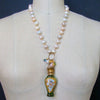 #9 Claudette Necklace - Cherub Scent Bottle Pink Pearls Necklace
