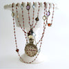 #2 Gisela III Necklace - Garnet Triple Strand Amethyst Silver Chatelaine Bottle