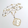 Mother of Pearl Quatrefoil Baroque Pearls White Topaz Mixed Metals Layering Necklace - Mollie V Necklace