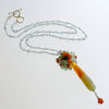 Moss Aquamarine, Sunstone, Spessartite, Hessonite Clusters and Agate Pendant Necklace - Abbi II Necklace