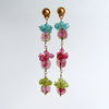 Watermelon Tourmaline Slices Pink Topaz Apatite Peridot Duster Earrings - Andrea IV Earrings