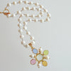 Freshwater Pearls Removable Venetian Pastel Intaglio Maltese Cross Pendant - Basiglio Necklace
