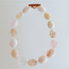 Morganite Oval Slabs Rose Quartz Rhodochrosite Inlay Toggle - Bettina Necklace