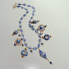 Kyanite Blue White Porcelain Bead Charm Necklace - Bluebelle IV Necklace