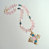 Maltese-Style Intaglio Removable Pendant, Rose Quartz, Apatite and Pearls Choker Necklace - Catania Necklace