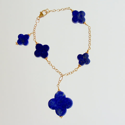 Lapis Quatrefoil Bracelet - Malou Bracelet