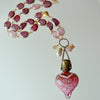 Ruby Moonstone Necklace With Glass Moser Chatelaine Heart Scent Bottle - La Vie En Rose