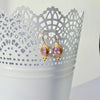 Pink Oval Quartz Wire Latched Bridesmaid Earrings - Peony Earrings
