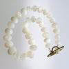 White Moonstone Choker Necklace with Abalone Inlay Toggle - Selene Necklace