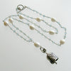 Aquamarine Pearl Sterling Silver “Sisters” Bell Pendant Necklace  - “Sisters” Bell Necklace