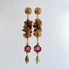 Tourmaline Slices Long Tourmaline Cluster Earrings - Tatiana IV Earrings
