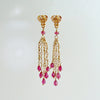 Pink Sapphire Micro Seed Pearls Filigree Heart Post Earrings - Valentina Duster Earrings II