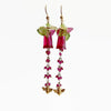 Carved Hot Pink Quartz Pink Sapphire Peridot Lemon Quartz Leaves Bee Flower Earrings - Veronica’s Garden II Earrings