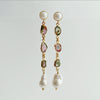 12 Days of Christmas - Watermelon Tourmaline Slices Flameball Pearl Post Duster Earrings - Anastasia II - III Earrings