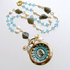Sailor’s Valentine Pocket Watch Aqua Chalcedony Labradorite Necklace - Antigua IV Necklace