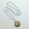 Kyanite With Georgian Crown & MOP Vinaigrette Locket - Azora Necklace