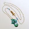 Blue Green Ametrine London Blue Topaz Green Onyx Hand Clasp Cluster Necklace - Bella Cluster Necklace