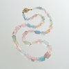 Beryl Aquamarine Morganite Necklace With 14k Gold Diamond Filigree Clasp - Belle Necklace
