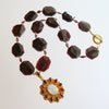 Garnet Slices With Byzantine Garnet Moonstone Pendant Necklace - Constantia Necklace
