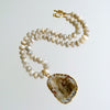 Champagne Mystic Moonstone With Removable Druzy Geode Pendant - Corine Choker Necklace