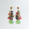 Chrysoprase Turquoise Peridot Lapis Spinel Pink Sapphire Leaves Cluster Earrings - Fleur VIII Earrings