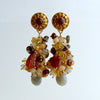 Moonstone Citrine Sesparite Quartz Zircon Hessonite Carnelain Cluster Earrings - Fleurs d’Automme Earrings