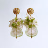 Blush Pink Green Watermelon Tourmaline Slices Peridot Rose Quartz Clusters - Laurel Earrings III