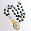 Evergreen Baroque Pearls, Aquamarine & Hand Painted Porcelain Pendant Necklace - Marie’s Folly Necklace