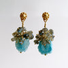Aqua Stalactite Slices With Aquamarine Labradorite Clusters - Millie Earrings