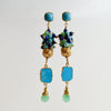 Sleeping Beauty Turquoise Chrysoprase Lapis Cluster Earrings - Morgaine Duster Earrings
