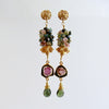 Tourmaline Slices Long Tourmaline Cluster Earrings - Tatiana II Earrings