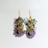 #1 Seanna Earrings - Amethyst Stalactite Blue Topaz Prasiolite