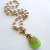 #1 Marjory Necklace Opaline Scent Bottle Peridot Pink Pearls