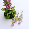 #4 Delphine Tassel Earrings - Pink Topaz Emerald Blue Topaz Yellow Zircon