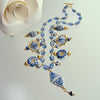 Kyanite Blue White Porcelain Bead Charm Necklace - Bluebelle IV Necklace