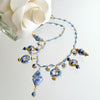 Kyanite Blue White Porcelain Bead Charm Necklace - Bluebelle Necklace