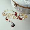 Antique Enameled Balloon Vinaigrette - Citrine Nuggets, Baroque Freshwater Pearls & Garnet Slices Necklace - Brezza Dolce V Necklace