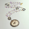 Lover’s Eye Pink Amethyst Button Pearls Silver Paste Quatrefoils Necklace - Delphina Necklace